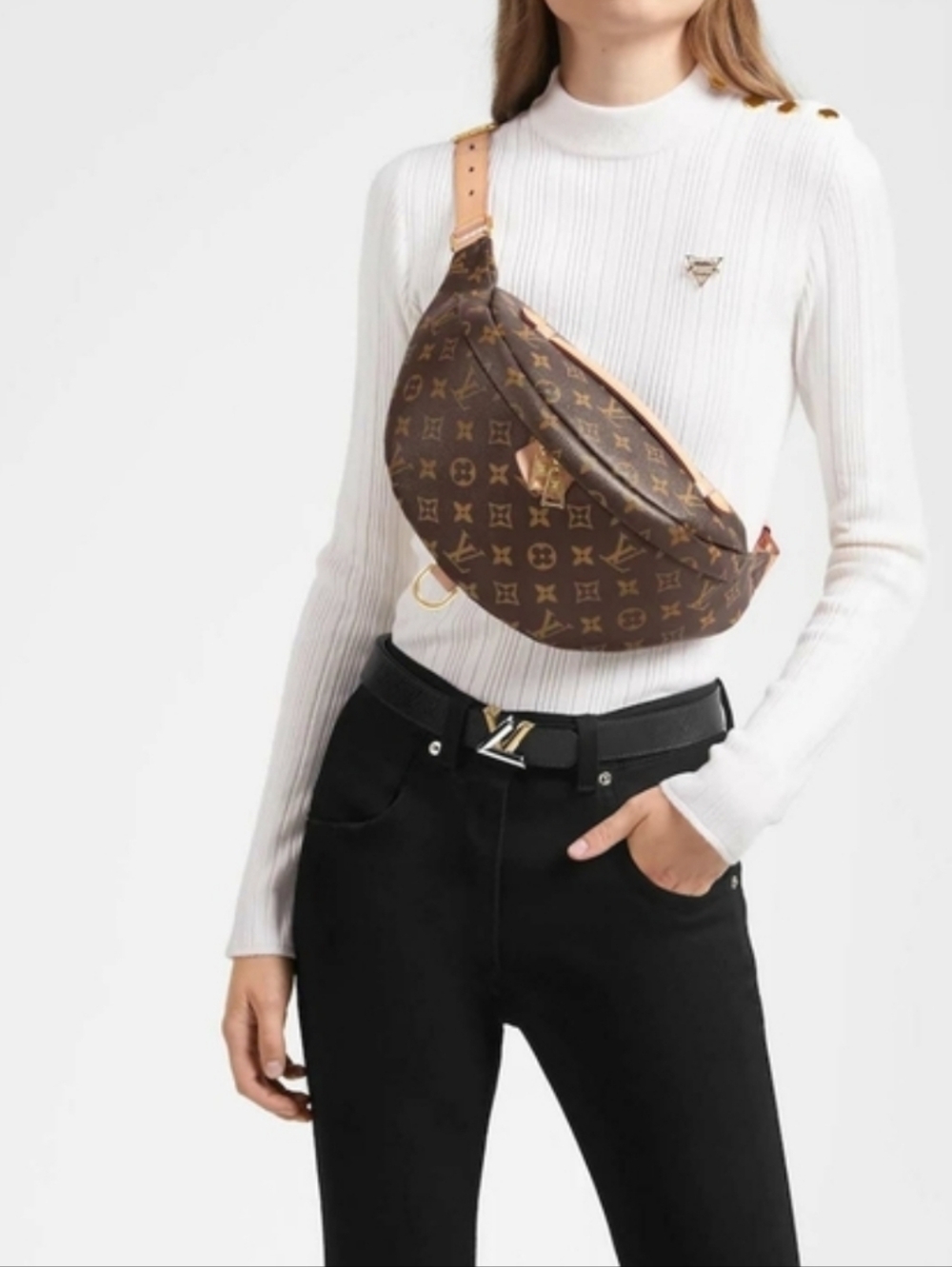 Coated Canvas 9.5x7.5x6in Overized Brown Monogram Canvas Crossbody Sack Pack Bag